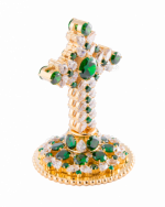 Хрест на митру "Колосок" смарагд №2