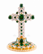 Хрест на митру "Колосок" смарагд №1
